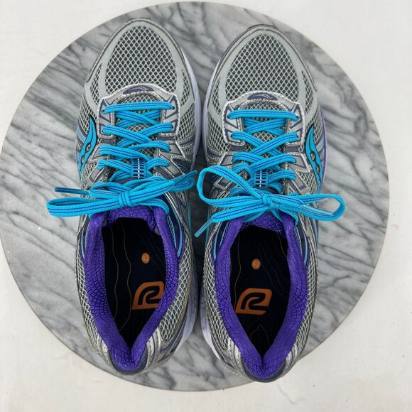 Saucony Womens 9 Omni 13 Running Shoes Silver Blue Lace Up Athletic Breathable - Picture 6 of 13